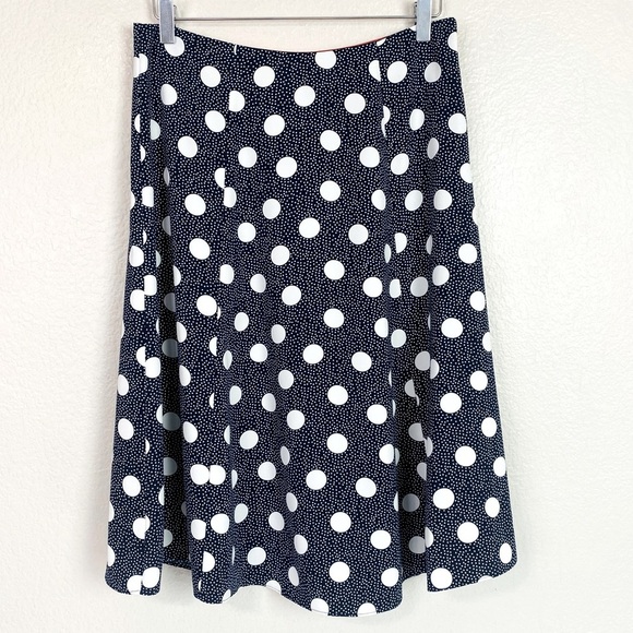 Boden Navy Polkadot Flare Midi Skirt Size 8P - Picture 2 of 6